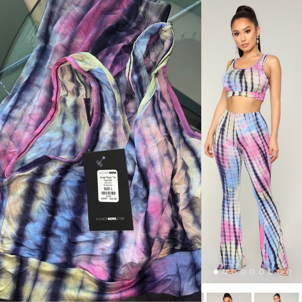 Fashion Nova tie dye set Large new with tags